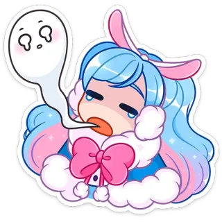 😵 słodki, anime, kreskówka, duch, kawaii, postać, ilustracja, naklejka telegram sticker