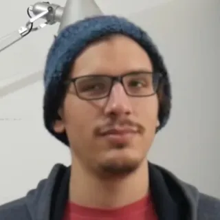 🥴 man, portrait, glasses, beanie, face, person telegram sticker