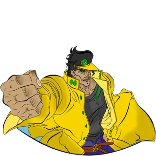 👊 Jotaro Kujo JoJo's Bizarre Adventure Anime, Charakter, Mann, Faust, Cool, Gelb telegram sticker