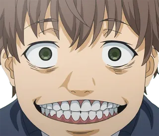 😬 Anime, Uśmiech, Straszny, Twarz, Zęby telegram sticker