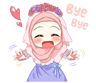 😊 Bye bye Hijab, Islam, Muslim, Mädchen, Süß, Cartoon, Winken telegram sticker