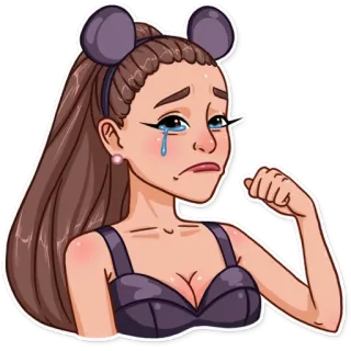 😢 cartone animato, donna, piangendo, triste, orecchie da topo, lacrime, personaggio dei cartoni animati telegram sticker