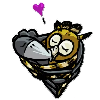 💜 сова, сердце, любовь, объятие, милый, животное telegram sticker