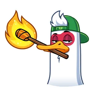 🔥 鸭子, 手电筒, 火, 卡通, 动物, 鸟 telegram sticker