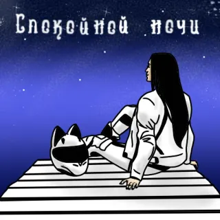 😌 Спокойной ночи boa noite, estrelas, noite, capacete de gato telegram sticker