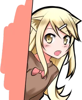 👀 Anime, Ragazza, Orecchie da gatto, Dito medio, Carino, Cartone animato telegram sticker