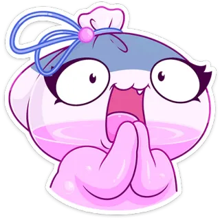 😱 Dibujos animados, Lindo, Emocionado, Rosa, Sticker whatsapp sticker