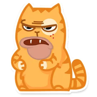 😠 kucing, hewan, kartun, oranye, lucu, marah, makhluk, emoji telegram sticker