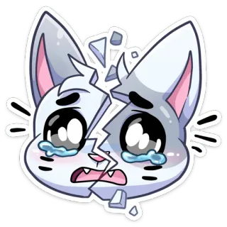 😭 gatto, triste, rotto, piangente, emoji, adesivo, cartone animato telegram sticker