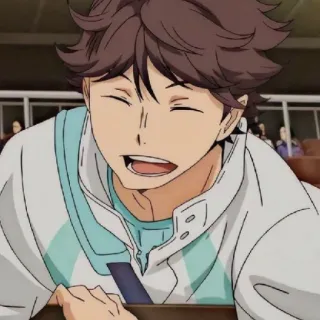 🦉 Oikawa Tooru Haikyuu!! Аниме, Haikyuu, Ойкава Тоору, улыбается, Волейбол, Персонаж, Манга telegram sticker