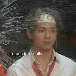 😤 screams internally kpop, bts, v, taehyung, meme, innerlich schreiend, lustig, ausdruck telegram sticker