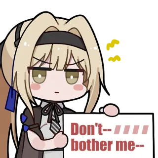 😑 Don't--bother me-- アニメ, 漫画, 女の子, イライラ, ヘアバンド telegram sticker