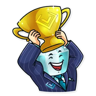 🏆 trofeo, ganador, logro, recompensa, éxito, empresario, celebración whatsapp sticker