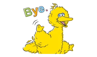 👋 Big Bird Sesame Street Bye... บิ๊กเบิร์ด, เซซามีสตรีท, บ๊ายบาย, การ์ตูน, ตัวละคร, ลาก่อน telegram sticker