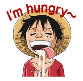 🤤 Monkey D. Luffy One Piece I'm hungry~ anime, hungry, luffy, one piece, cartoon telegram sticker