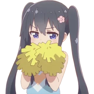 🥳 anime, cheerleader, cute, girl, pom-poms, fanart whatsapp sticker