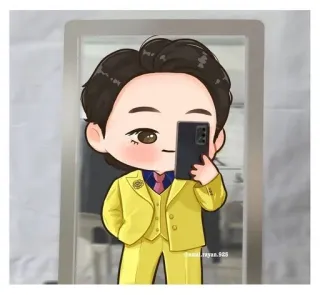 🌟 @amal.rayan.525 만화, 거울, 셀카, 폰, 그림 telegram sticker