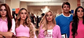 💎 Thank U, Next a little needy film, celebrità, pop, gruppo, capelli biondi, rosa, scuola telegram sticker