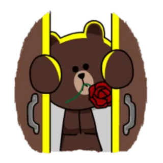 🌹 Brown медведь, животное, милый, мультфильм, роза whatsapp sticker