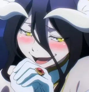 😚 Albedo Overlord 애니메이션, 판타지, 악마, 서큐버스, 뿔, 능글 telegram sticker
