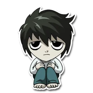🙁 L Lawliet Death Note Anime, Manga, Postać, L, Death Note telegram sticker