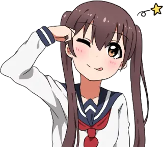 😋 anime, girl, cute, wink, school uniform, cartoon telegram sticker