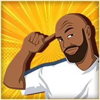 🌟 man, person, cartoon, thinking, beard, bald telegram sticker