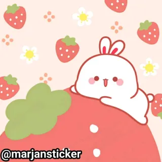 ❤️ @marjansticker клубника, кролик, милый, мультфильм, наклейка, каваий, еда telegram sticker