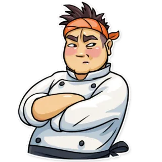 🙁 chef, cocinero, dibujos animados, personaje telegram sticker