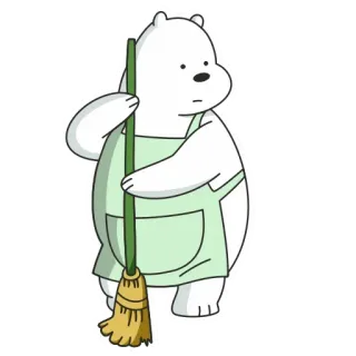🧹 Ice Bear We Bare Bears Desenho animado, Urso, Limpeza, Avental, Fofo, Urso polar, We Bare Bears telegram sticker