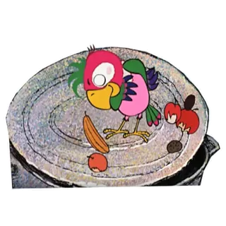 🤪 pájaro, dibujo animado, basura, comida, animal whatsapp sticker