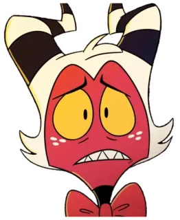 😥 Moxxie Helluva Boss мультфильм, бес, встревоженный, анимированный, Helluva Boss, Мокси telegram sticker