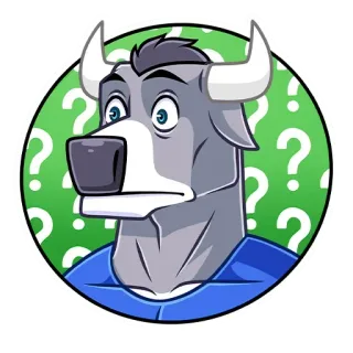 😳 황소, 동물, 물음표, 만화 telegram sticker