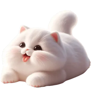 😋 kucing, anak kucing, lucu, hewan, peliharaan, putih, berbulu, kartun telegram sticker