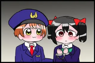👮 police, arrest, handcuffs, anime, manga, kawaii telegram sticker