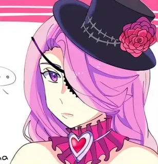 🦄 anime, manga, character, eyepatch, pink hair, hat telegram sticker