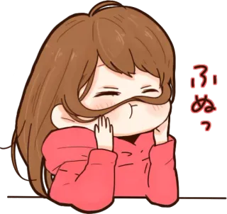 😙 ふぬっ Anime, Dessin animé, Mignon, Fille, Japonais, Kawaii telegram sticker