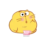 🙅‍♂️ cat, cartoon, cute, tea, drink, happy telegram sticker