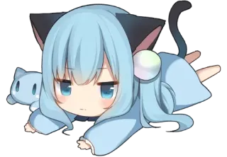 😑 อนิเมะ, จิบิ, สาวหูแมว, คาวาอิ, น่ารัก, ตัวละคร telegram sticker