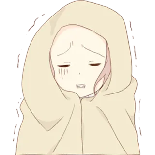 🙁 悲伤, 动漫, 卡通, 角色, 可爱, 毯子 telegram sticker