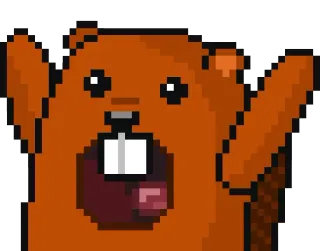 😊 бобр, животное, млекопитающее, милый, смешной, пиксель арт, стикер telegram sticker