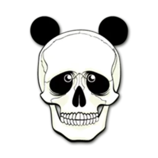 🐼 crâne, Mickey Mouse, dessin animé, mort, humour whatsapp sticker