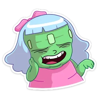 😃 zombie, fille, dessin animé, monstre, mignon, halloween, mort-vivant telegram sticker