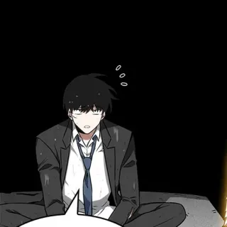 ⚰ Anime, Man, Pak, Zittend, Serieus, Zwart haar telegram sticker