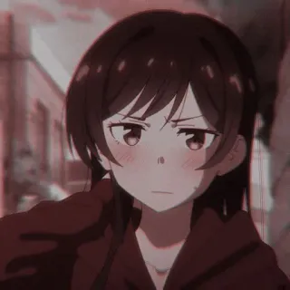 ⛓ Chizuru Ichinose Rent-A-Girlfriend Anime, Chizuru Ichinose, Rent-a-Girlfriend, Cartone animato, Ragazza, Infastidita, Arrabbiata telegram sticker