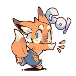 🏃‍♂ Go! vos, rennen, cartoon, animatie, schattig, motiverend, positief telegram sticker