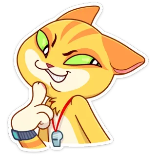 😏 gato, dibujos animados, sonrisa socarrona, silbar, naranja, animal whatsapp sticker