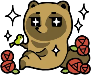 😎 タヌキ, 星, バラ, 鳥, かわいい, キラキラ telegram sticker