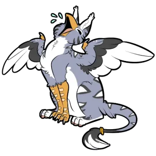 😝 grifo, fofo, criatura fantástica, chorando, triste, asas, animal telegram sticker