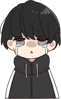 😢 Anime, Triste, Pleurs, Chibi, Garçon, Dessin animé telegram sticker